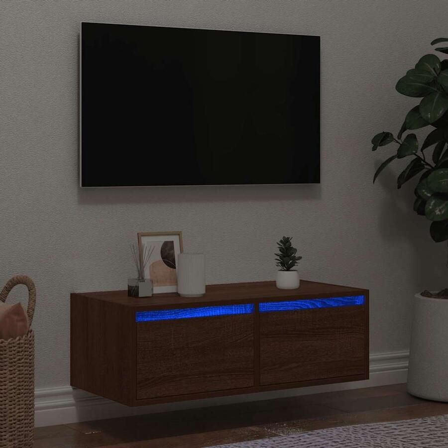 VidaXL Tv-meubel met LED-verlichting 75x35 5x25 cm bruin eikenkleur