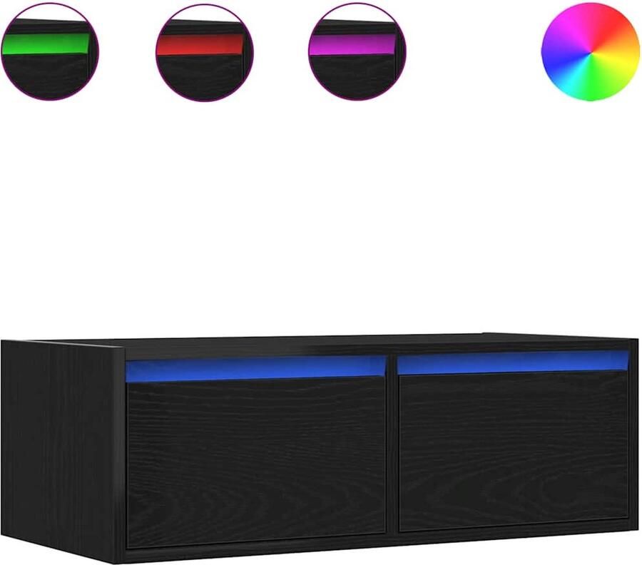 VidaXL Tv-meubel Zwart eiken Met LED-verlichting Tv-meubel Tv-kasten -Tv-standaard Tv-dressoir