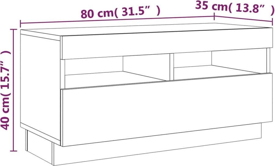 VidaXL -Tv-meubel-met-LED-verlichting-80x35x40-cm-gerookt-eikenkleurig - Foto 3