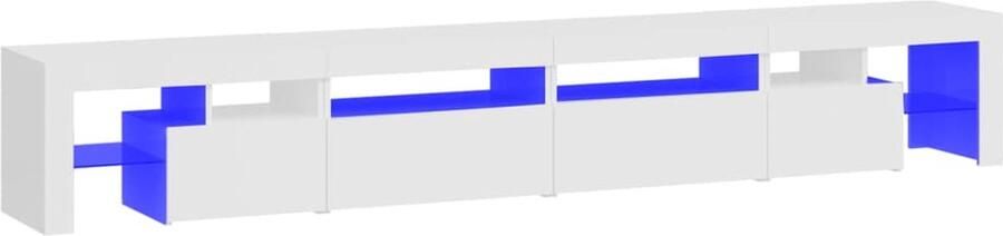 VidaXL Tv-meubel met LED-verlichting Hoogglans Wit Tv Meubel Led Tv Kast Houten Tv Stand Witte Tv Tafel Opberg Tv Kast Modern Tv Meubilair - Foto 2