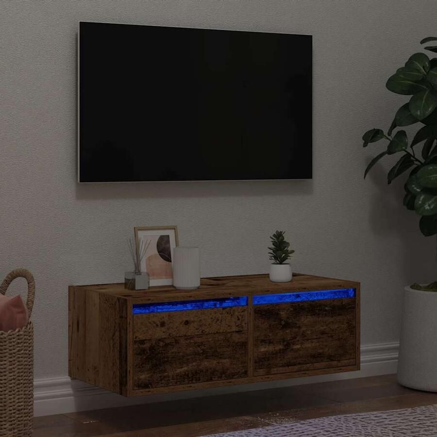VidaXL Tv-meubel met LED-verlichting houtkleurig Tv-meubel Tv Stand Houten Tv-kast Led Verlichting Salontafel