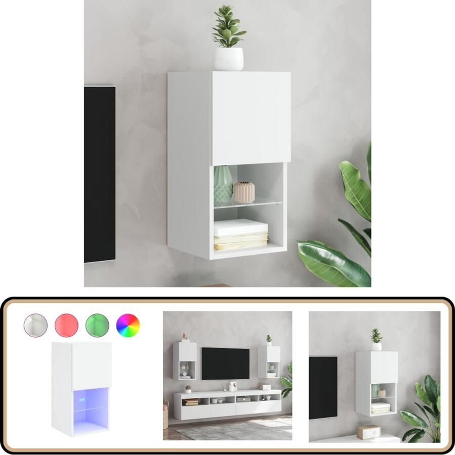 VidaXL Tv-meubel met LED-verlichting Wit Tv Kast Tv Meubilair Led Tv Stand Houten Tv Tafel Salontafel