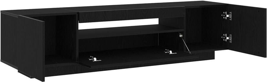 VidaXL TV-meubel met LED-verlichting Zwart Eiken 160x35x40 cm Samengesteld Hout - Foto 3