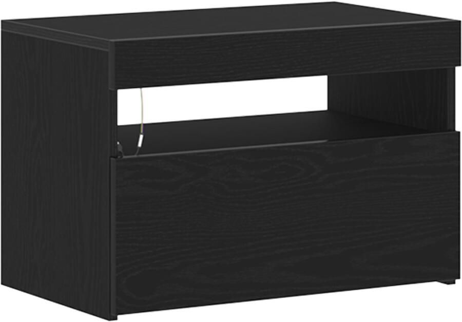 VidaXL TV-meubel met LED-verlichting Zwart Eiken 60x35x40 cm Gemaakt van Hout - Foto 3