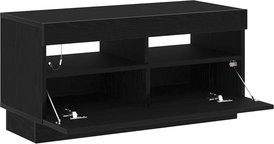 VidaXL TV-meubel met LED-verlichting Zwart Eiken 80x35x40 cm Bewerkt hout - Foto 2