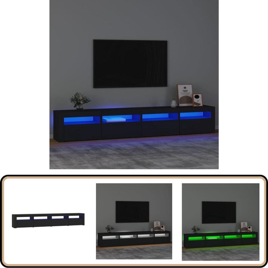 VidaXL Tv-meubel met LED-verlichting Zwart Tv-meubel Houten Tv-meubel Led Tv-meubel Rgb Led Tv-meubel Salontafel Mediastand Televisieschermstand