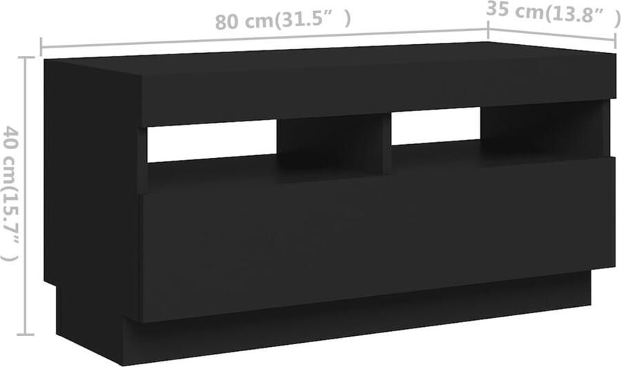 VidaXL Tv-meubel met LED-verlichting Zwart Tv-meubel Led-verlichting Hifi-kast Zwart Houten Tv-meubel Media Kast Salontafel - Foto 2