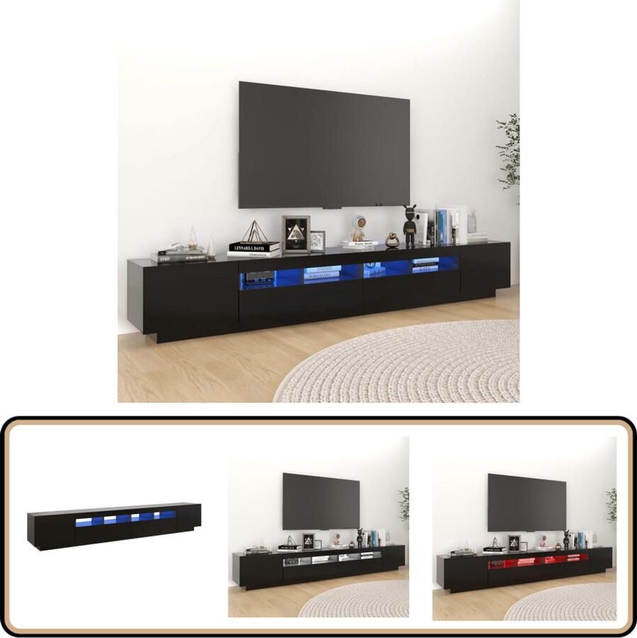 VidaXL Tv-meubel met LED-verlichting Zwart Tv-meubel Led-verlichting Hifi-kast Zwart Houten Tv-meubel Media Kast Salontafel