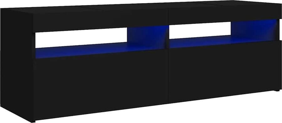 VidaXL Tv-meubel met LED-verlichting Zwart Tv-meubel Led-verlichting Houten Tv-kast Black Tv Stand Media Kast Entertainment Center Salon Meubilair Living Room Furniture