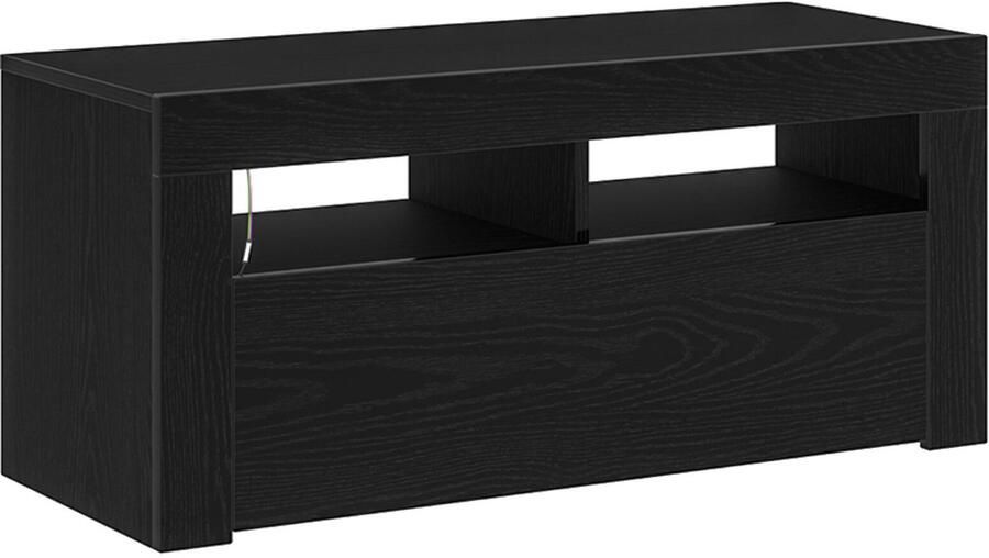 VidaXL TV-kast met LED-verlichting Zwart Eiken 90x35x40 cm Bewerkt Hout - Foto 2