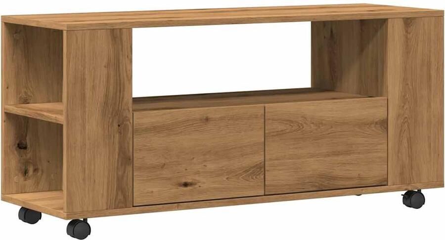 VidaXL Tv-meubel met wielen 102x34 5x43 cm hout artisanaal eiken