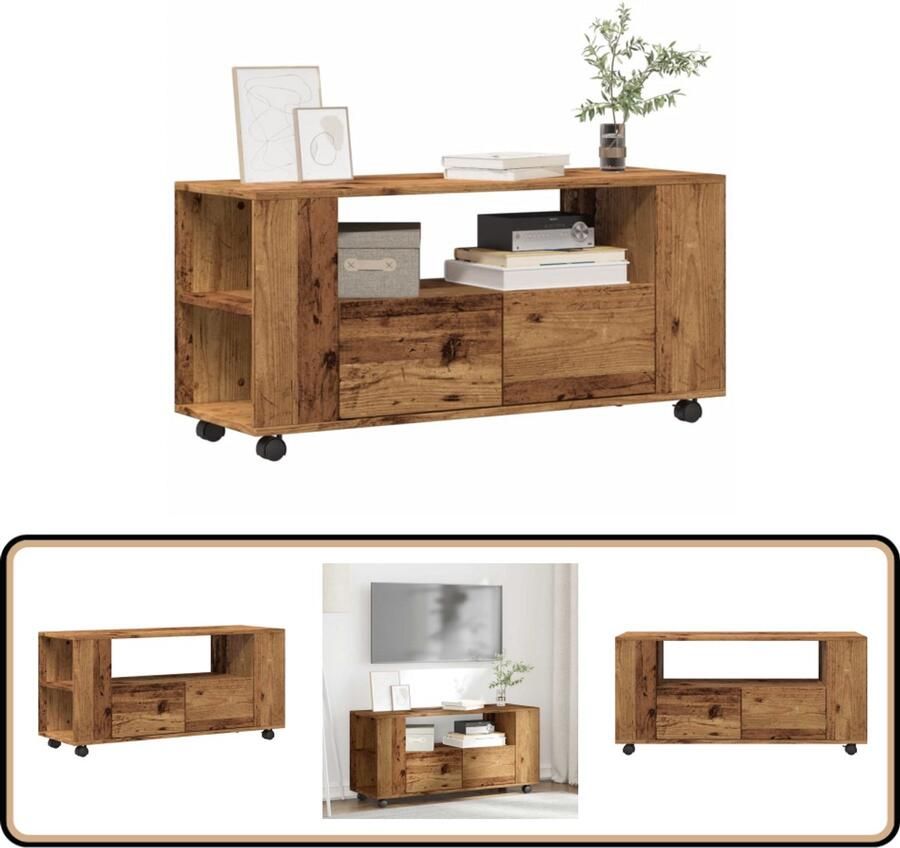VidaXL Tv-meubel met wielen 102x34 5x43 cm Tv Kast Houten Tv Kast Salontafel Media Kast Compact Tv Meubel