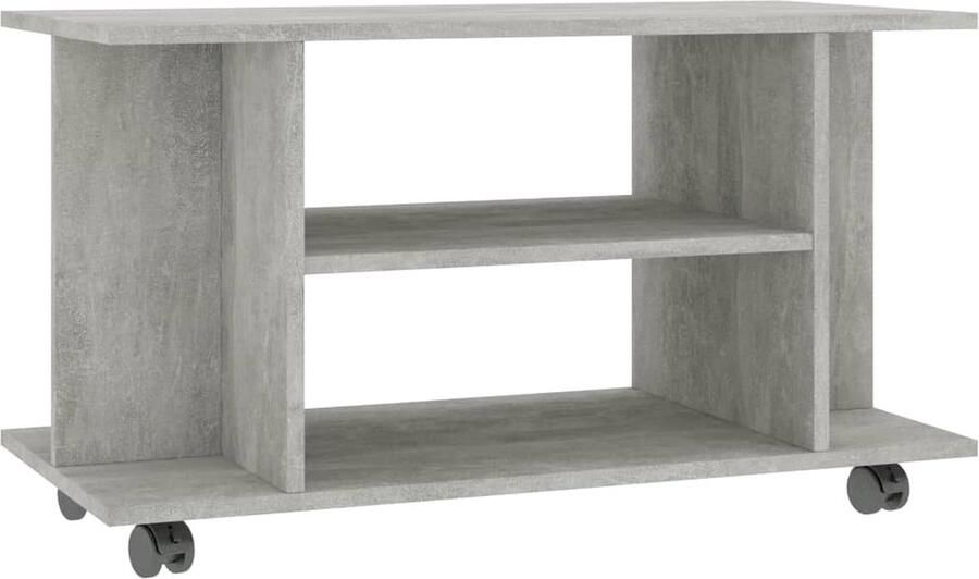 VidaXL Tv-meubel met wieltjes 80x40x45 cm bewerkt hout betongrijs