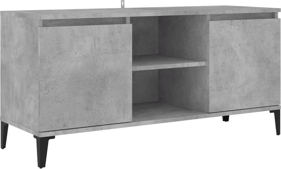 VidaXL Tv-meubel Metalen poten 103 5x35x50 cm Tv-meubel Industrieel Meubilair Beton Grijs Houten Tv-meubel Media Kast Salontafel Livingroom Furniture Entertainment Center Tv Stand
