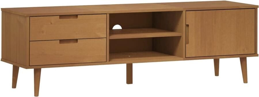 VidaXL Tv-meubel MOLDE 158x40x49 cm massief grenenhout bruin