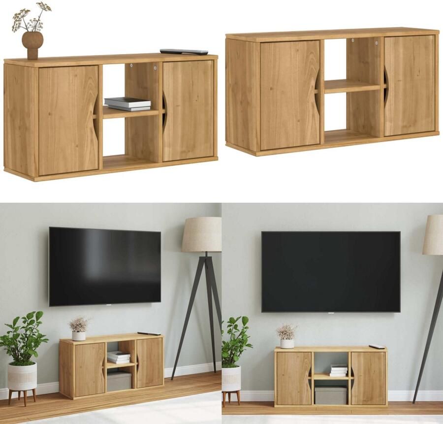 VidaXL Tv-meubel ODDA 79x24x40 cm massief grenenhout TV-meubel TV-meubels TV-standaard TV-meubel