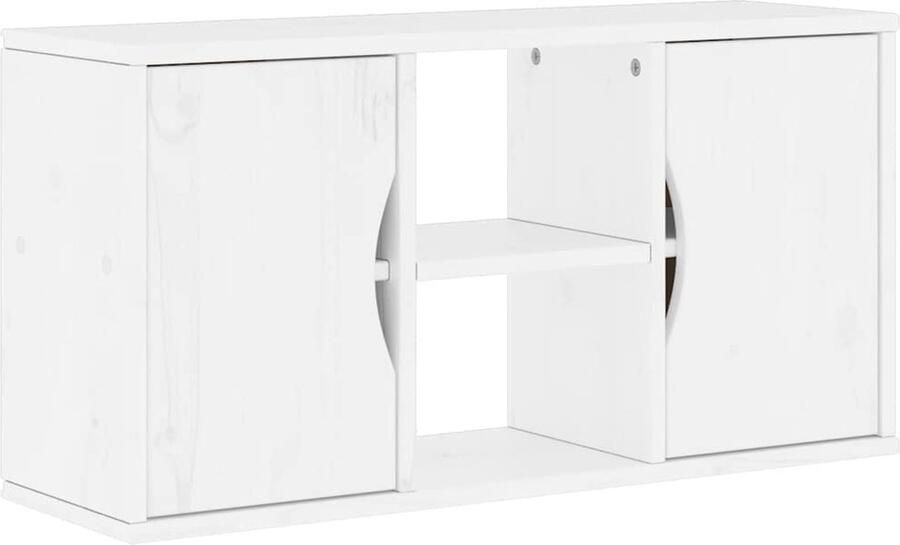 VidaXL Tv-meubel ODDA 79x24x40 cm massief grenenhout wit