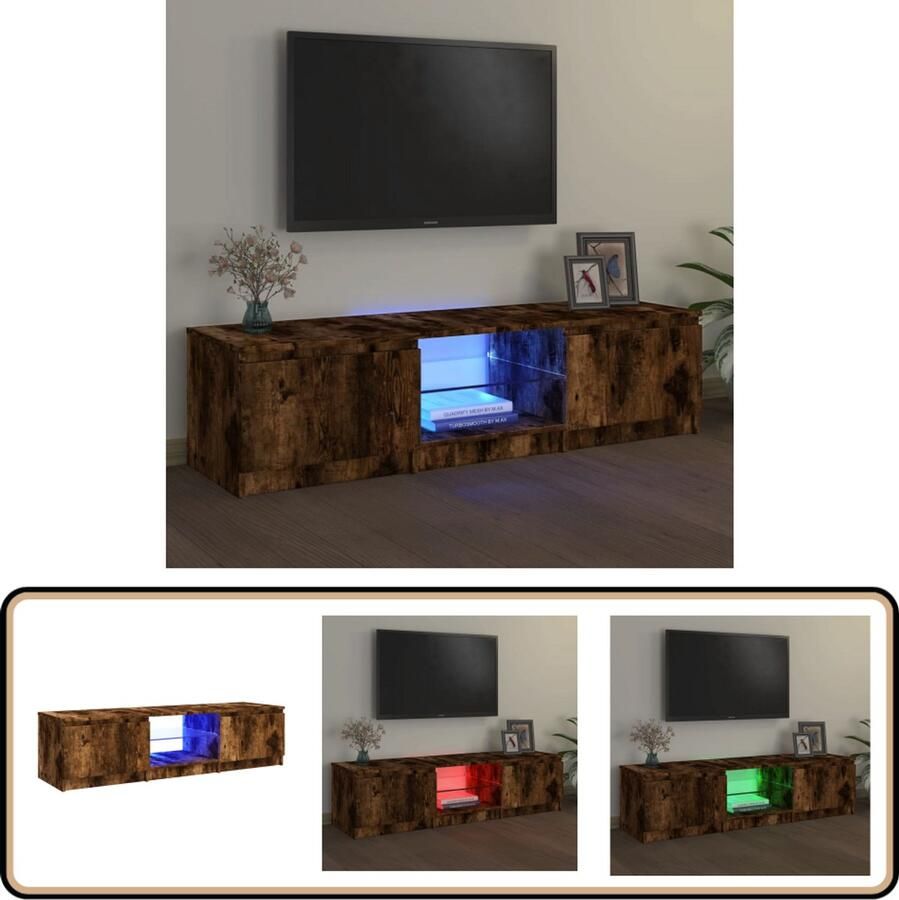VidaXL Tv-meubel RGB LED 140x40x35 5 cm Gerookt eiken Tv Meubel Houten Tv Meubelen Led Tv Meubel Tv Kast Media Kast