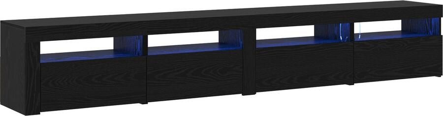 VidaXL 3-delige TV-kastenset met LED-verlichting in zwart eiken engineered hout TV-kasten met LED-verlichting 2 stuks in zwart eiken 60x35x40 cm engineered hout
