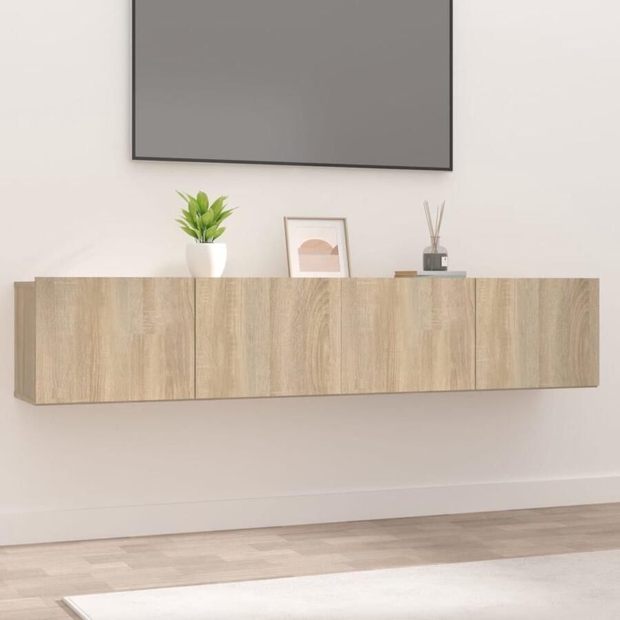 VidaXL Tv-meubel Set 80x30x30 cm Sonoma Eiken 2 st. Tv Meubel Salontafel Houten Tv Kast Houten Kasten Sonoma Eiken Bruine Tv Kast - Foto 2
