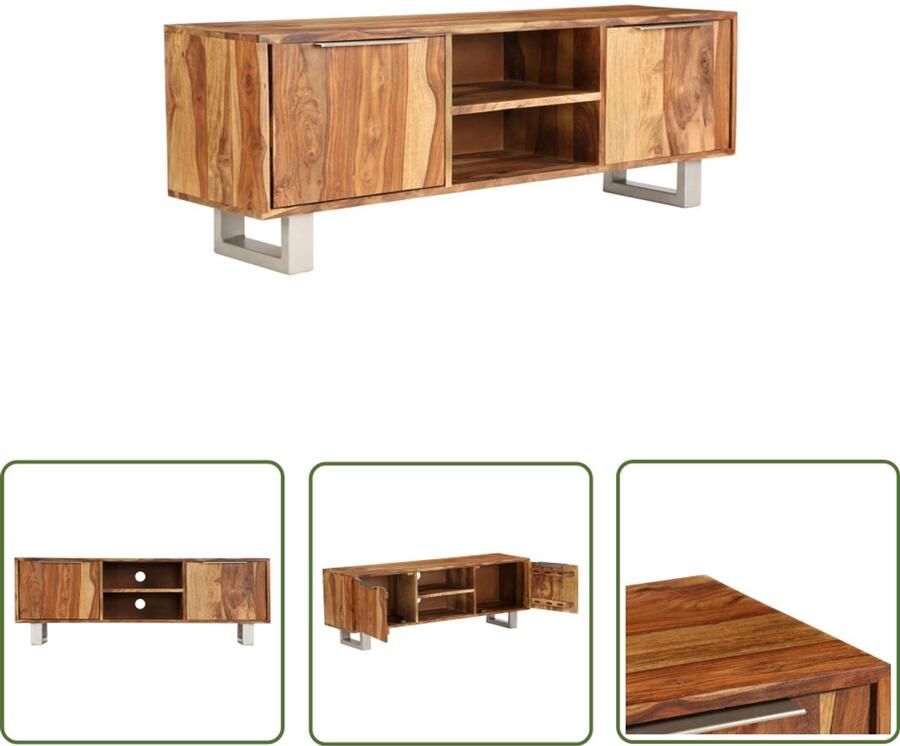 VidaXL Tv-meubel Sheeshamhout 118x30x40 cm Tv-meubel Sheeshamhouten Meubilair Dressoir Salontafel Vintage Design Modern Classic Mediastand Televisiebank