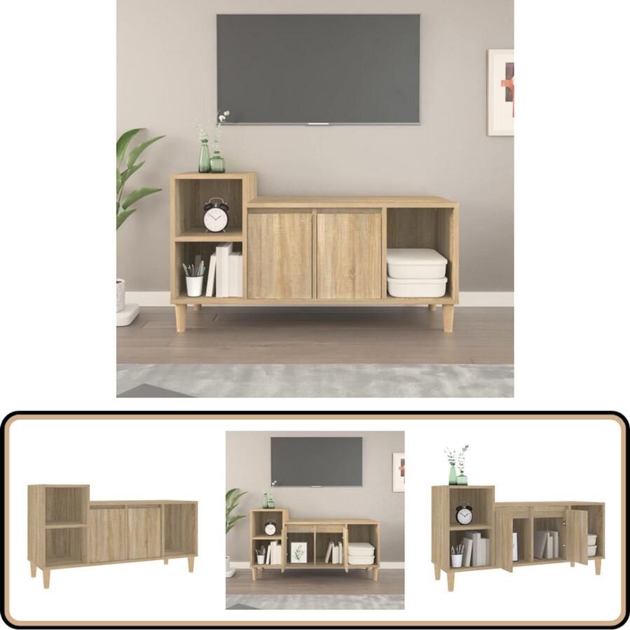 VidaXL Tv-meubel Sonoma eiken 100x35x55 cm Tv Kast Salontafel Houten Tv-stand Tv Meubel Sonoma Eiken Bruine Tv Kast