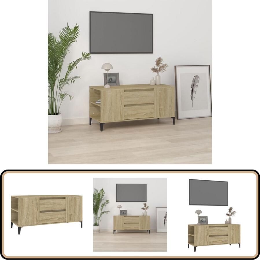 VidaXL Tv-meubel Sonoma Eiken 102x44 5x50 cm Tv Meubel Industrieel Tv Meubel Tv Kast Houten Tv Meubel Sonomaplank