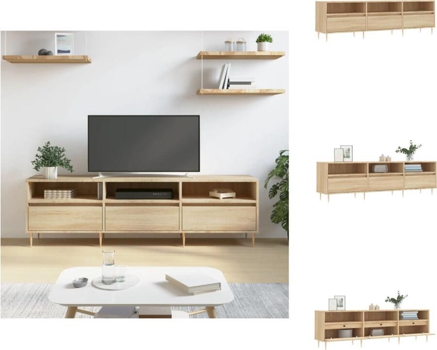 VidaXL Tv-meubel Sonoma Eiken 150 x 30 x 44.5 cm Met veel opbergruimte Kast