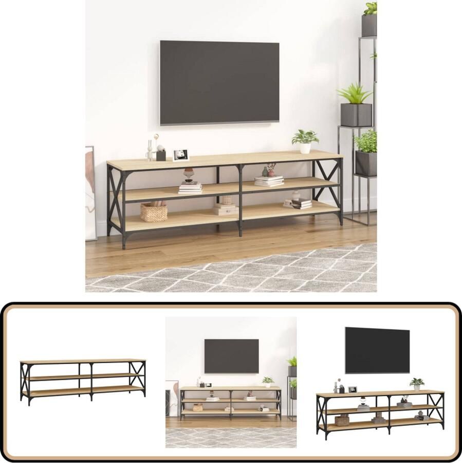VidaXL Tv-meubel Sonoma Eiken 160x40x50 cm Tv Meubel Industriële Tv Kast Houten Tv Stand Tv Tafel Salontafel Media Kast Entertainment Center Sonomaneik