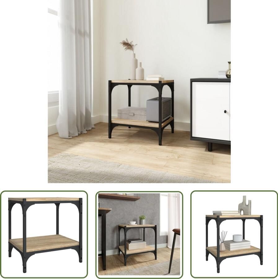 VidaXL -Tv-meubel-40x33x41-cm-bewerkt-hout-en-staal-sonoma-eikenkleurig