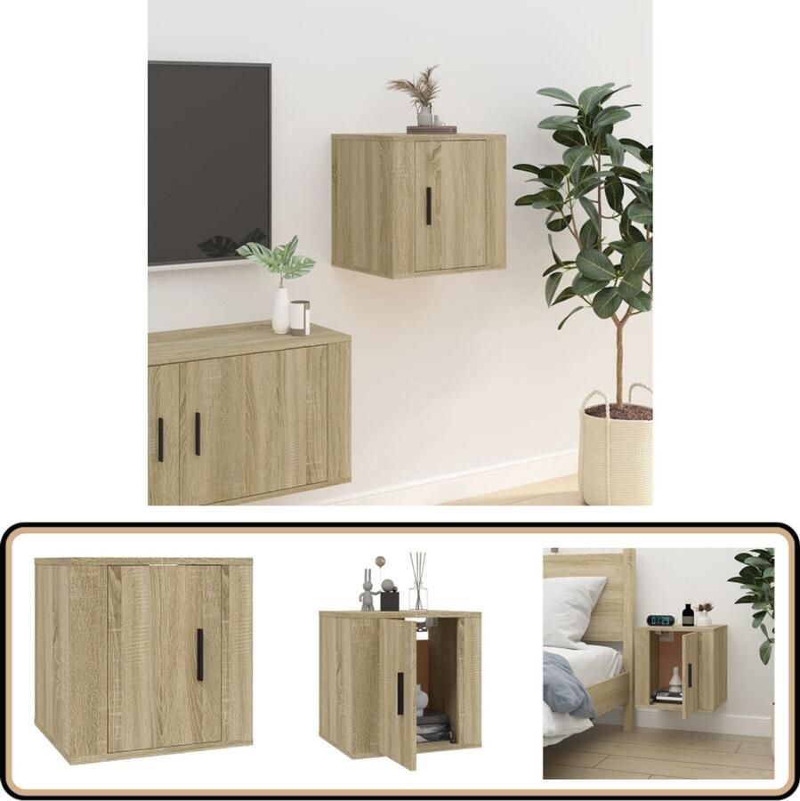 VidaXL Tv-meubel Sonoma Eiken 40x34 5x40 cm TV-kast Wandmontage Houten Meubilair Salontafel Decoratief Meubel