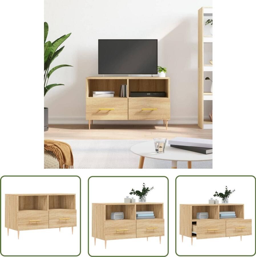 VidaXL Tv-meubel Sonoma eiken 80x36x50 cm Tv Kast Salontafel Houten Tv Stand Tv Meubel Bruine Tv Kast Sonoma Eiken Opbergruimte Presentatieruimte