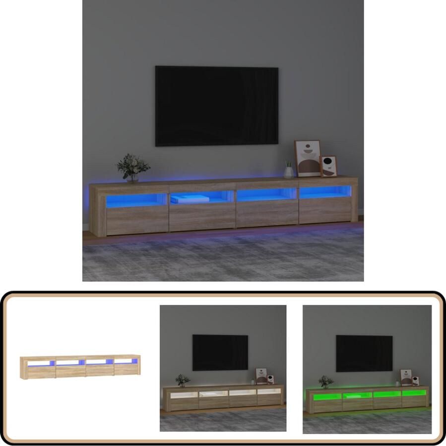 VidaXL Tv-meubel Sonoma Eiken LED 240x35x40 cm TV Meubel Salontafel Houten Kast Lichtgevende Kast Led Meubilair