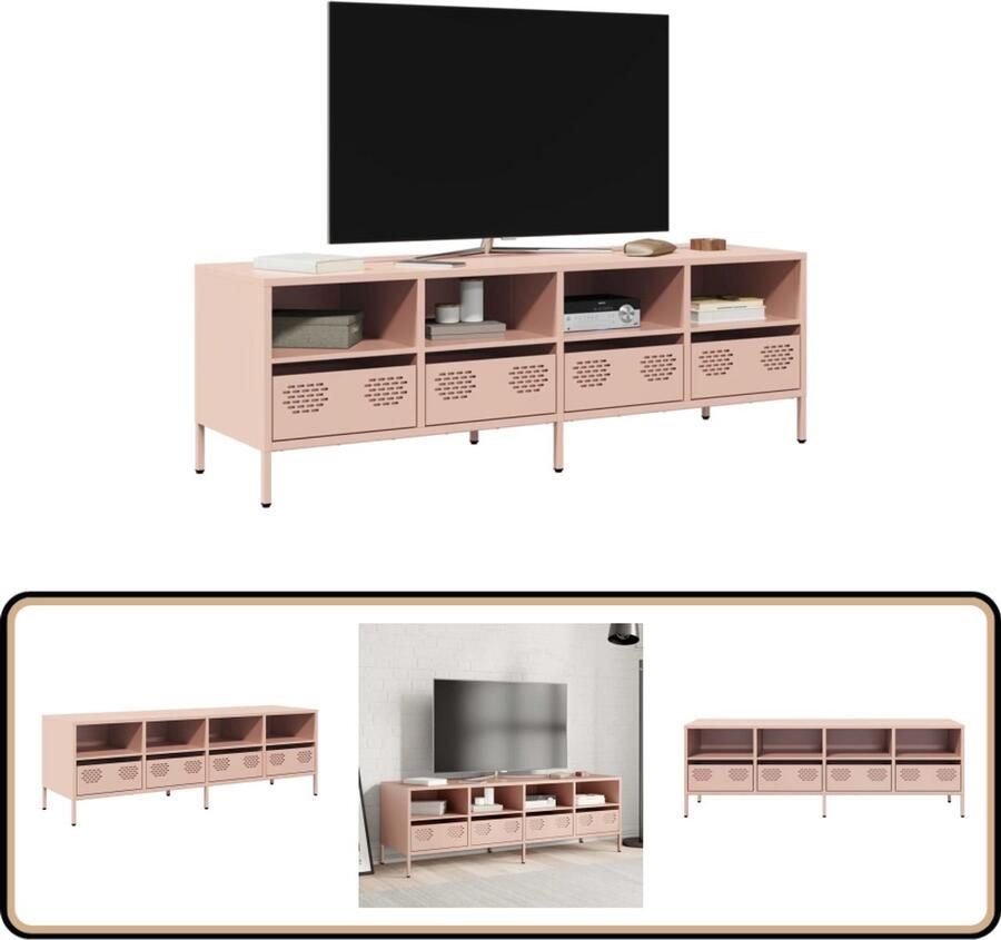 VidaXL Tv-meubel Staal 135x39x43 5 cm Roze Tv-meubel Tv-meubelen Tv Kast Opbergkast