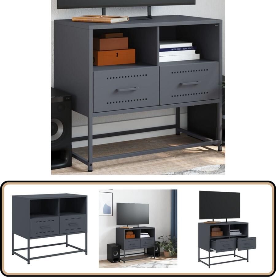 VidaXL Tv-meubel Staal Antraciet 68x39x60 5 cm Tv-meubel Tv-kasten -Tv-standaard Tv-meubel