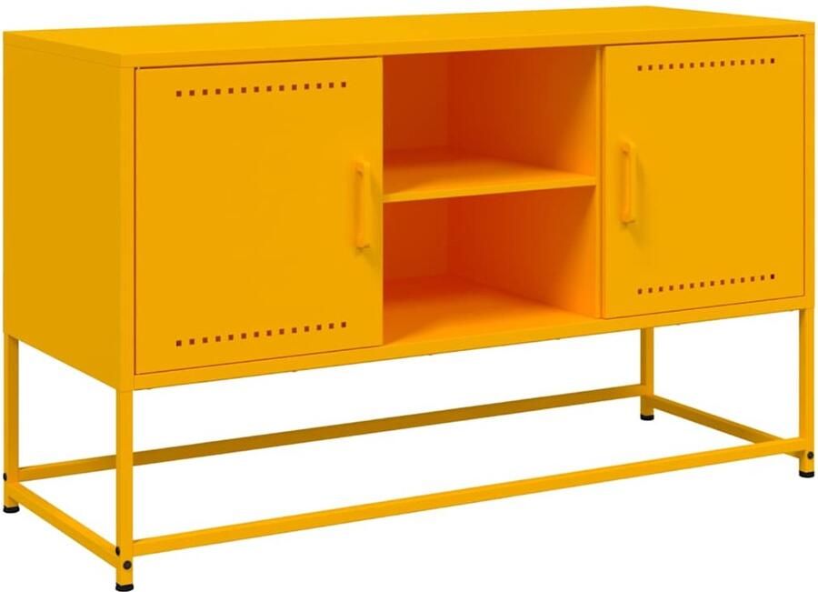 VidaXL Tv-meubel Staal Mosterdgeel 100 5x39x60 5 cm Tv-meubel Tv-meubelen Tv-meubel Tv-meubelen