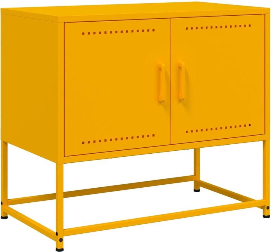 VidaXL Tv-meubel Staal Mosterdgeel 68 5x39x60 5 cm Tv-meubel Tv-meubelen Tv-meubel Tv-meubelen