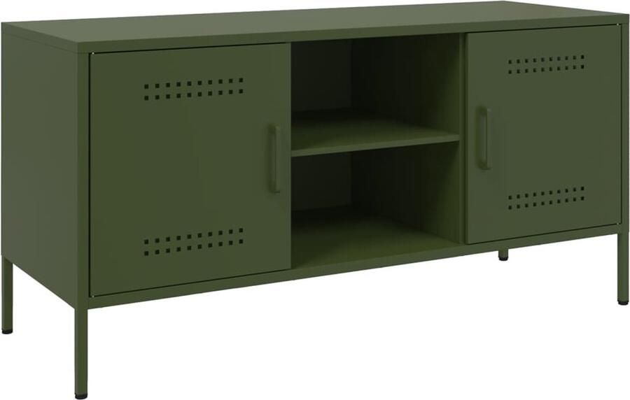 VidaXL Tv-meubel 100 5x39x50 5 cm staal olijfgroen