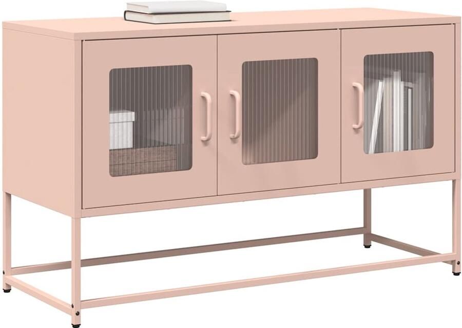 VidaXL Tv-meubel Staal Roze 100 5x39x60 5 cm Tv-meubel Rooskleurig Tv-meubel Modern Tv-meubel Metalen Tv-standaard Woonkamer Meubilair
