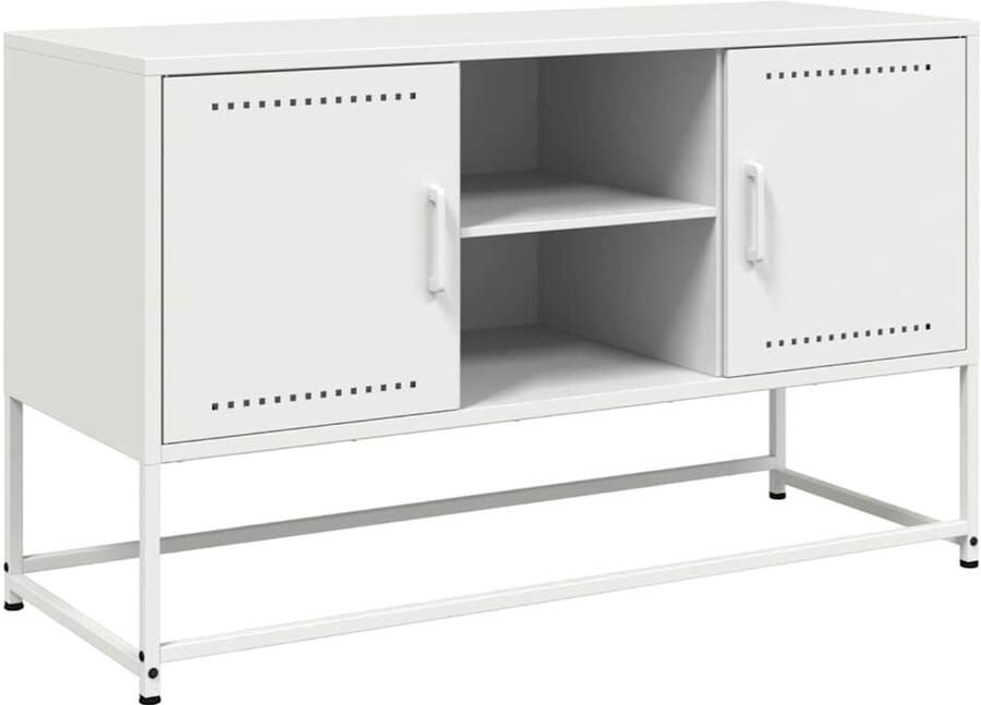 VidaXL Tv-meubel Staal Wit 100 5x39x60 5 cm Tv-meubel Tv-meubelen Tv-meubel Tv-meubelen - Foto 2