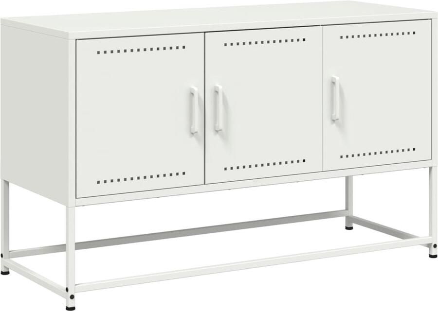 VidaXL Tv-meubel Staal Wit 100 5x39x60 5 cm Tv-meubel Tv-meubelen Tv-meubel Tv-meubelen