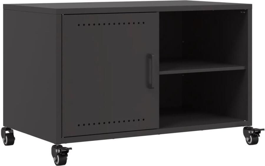 VidaXL Tv-meubel Staal Zwart 68x39x43 5 cm Tv-meubel Tv-meubelen Tv Kast Opbergkast - Foto 2