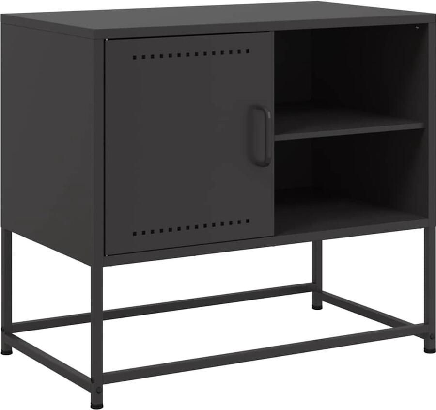 The Living Store Tv-meubel 68x39x60 5 cm staal zwart Tv-meubel Industrieel Tv-meubel Metalen Tv-standaard Televisietafel Salontafel - Foto 2