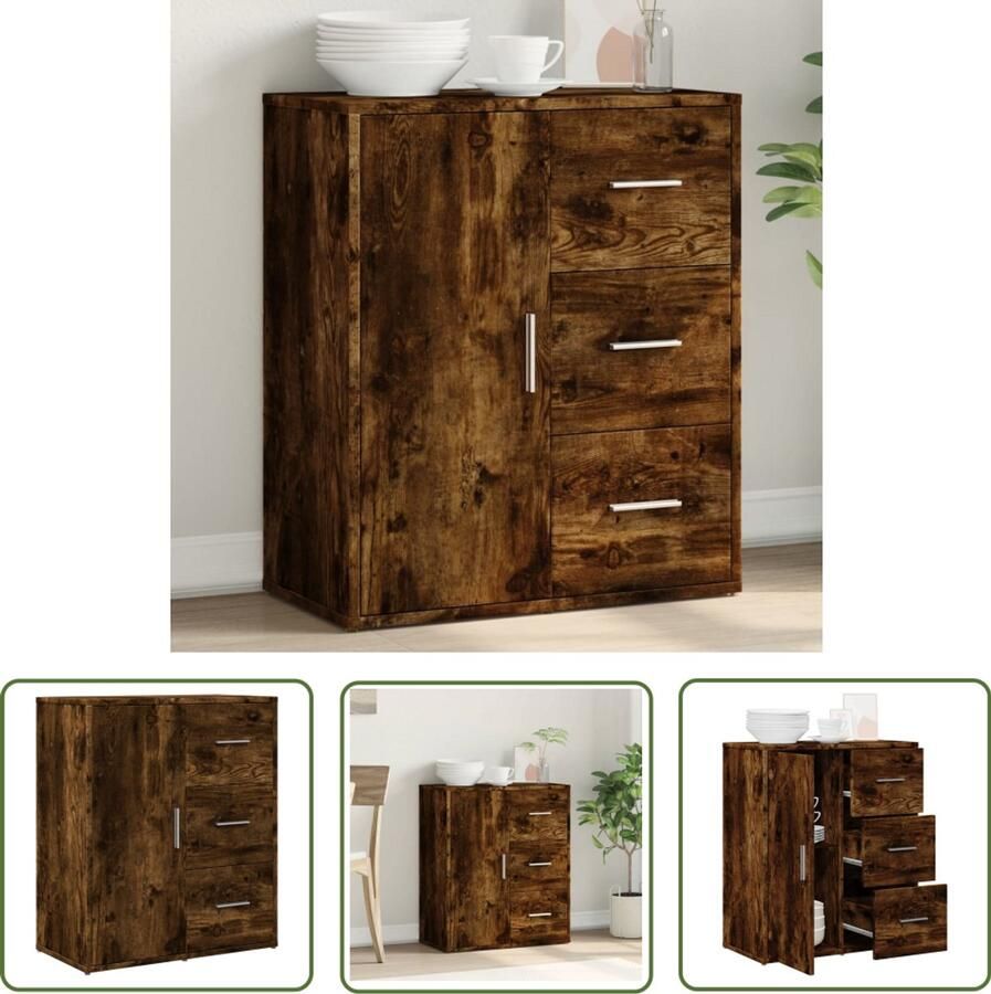 VidaXL Dressoir 60x31x70 cm bewerkt hout gerookt eikenkleurig Stijlvol Dressoir Tv-meubel Bruine Dressoir Houten Dressoir Compact Dressoir