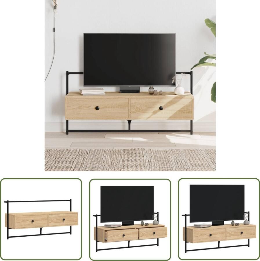The Living Store Televisiewandmeubel Sonoma eiken Zwevend TV-kastje 100.5 x 30 x 51 cm Duurzaam materiaal Televisiescherm Kast Tv Meubel Wandmontage Houten Tv Stand Salon Meubilair
