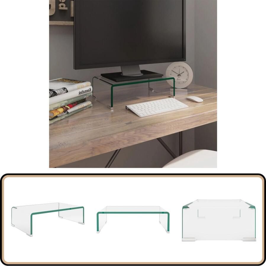 VidaXL Tv-meubel Transparant 40x25x11 cm Glas TV-meubel Glas Meubilair Monitor Verhoger Living Room Decoratie Transparant Furniture