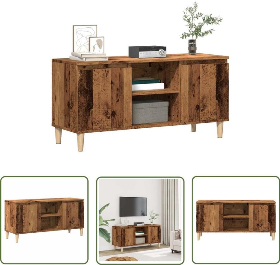 VidaXL Tv-meubel 102x35x50 cm bewerkt hout oud houtkleurig Tv Kast Tv Meubel Houten Tv Kast Vintage Tv Kast Media Kast