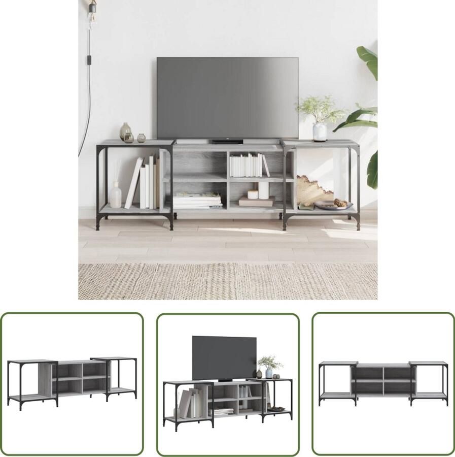 The Living Store Tv-meubel 153x37x50 cm bewerkt hout grijs sonoma eikenkleurig Tv Kast Tv Meubel Salontafel Media Kast Houten Tv Stand