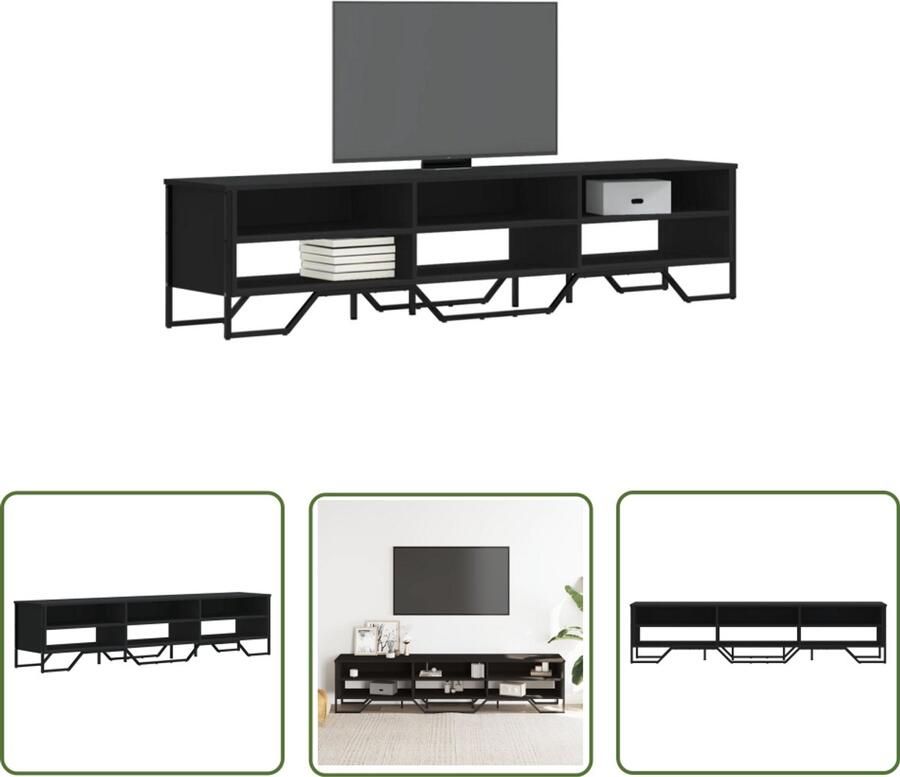 The Living Store Tv-meubel 180x34x41 cm bewerkt hout zwart Tv Kast Tv Meubel Houten Tv Kast Zwarte Tv Kast Modernt Tv Meubel