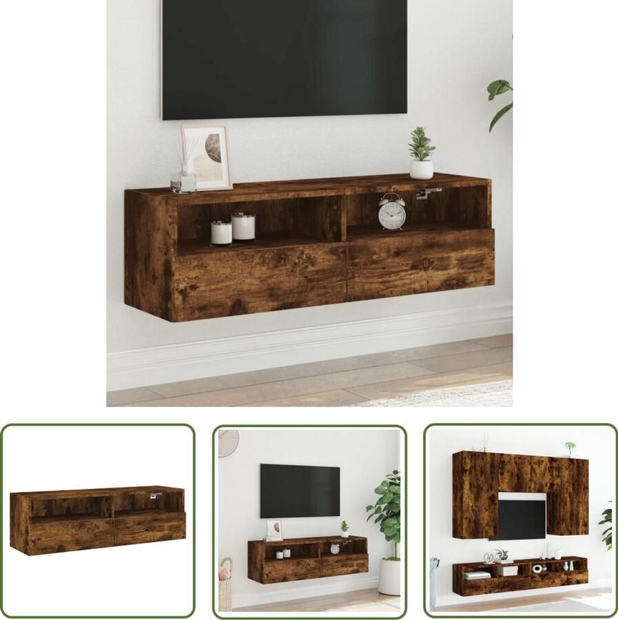 VidaXL Tv-meubel Tv-kast Tv-wandmeubel 100x30x30 cm bewerkt hout gerookt eikenkleurig Houten Tv-standaard Bruine Tv-kast Landelijk Tv-meubel